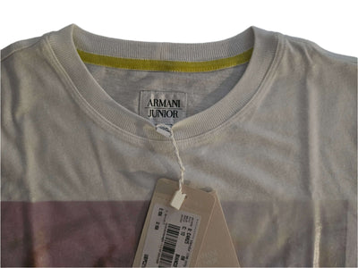 Boys T-Shirt - Armani Junior kidswear - White Printed Tricot /10