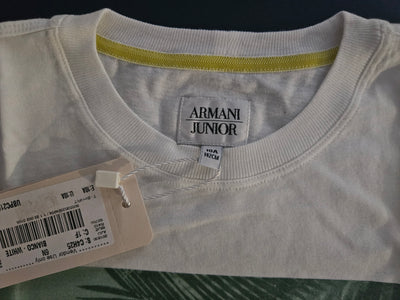 Boys T-Shirt -  Armani Junior kidswear - White Printed Tricot /1F