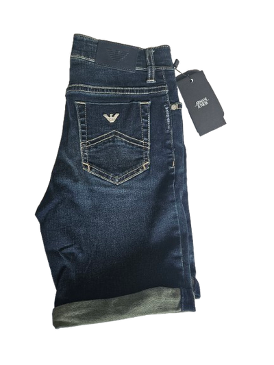 Boys Shorts - Armani Junior kidswear - Blue Jeans Bermuda