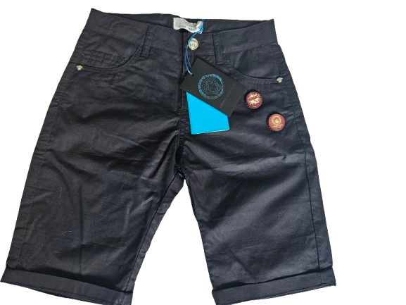 Boys Shorts - Versace kids -  Cotton Black Bermuda