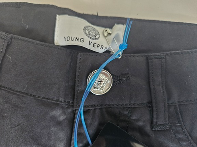 Boys Shorts - Versace kids -  Cotton Black Bermuda