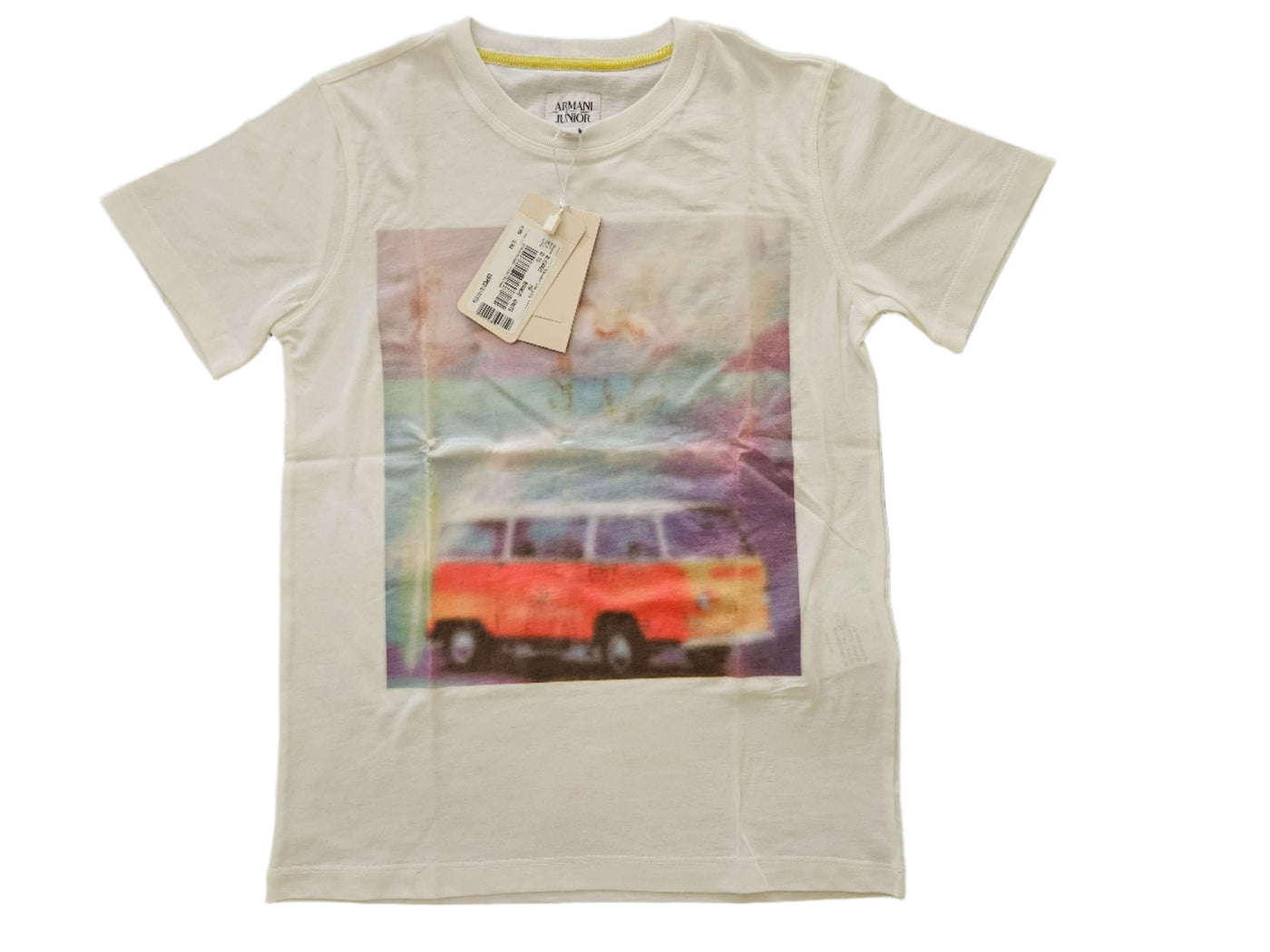 Boys T-Shirt - Armani Junior kidswear - White Printed Tricot /10