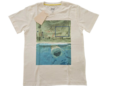 Boys T-Shirt -  Armani Junior kidswear - White Printed Tricot /1F
