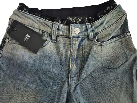 Boys Pants - Armani Junior kidswear - Blue Grey Jeans