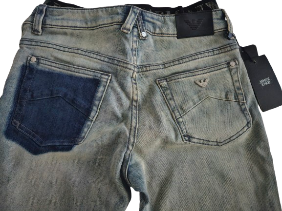 Boys Pants - Armani Junior kidswear - Blue Grey Jeans