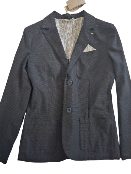 Boys Jacket - Armani Junior kidswear - Navy Jacket with dots