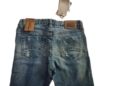 Boys Pants - Armani Junior kidswear - Light Rubbed Blue Jeans