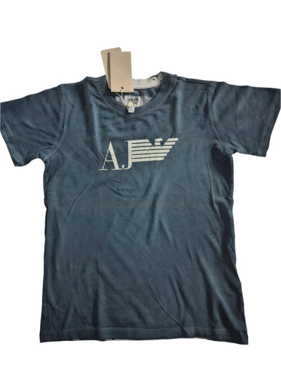 Boys T-Shirt - Armani Junior kidswear - Blue Tricot