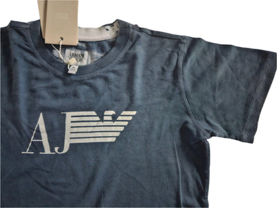 Boys T-Shirt - Armani Junior kidswear - Blue Tricot