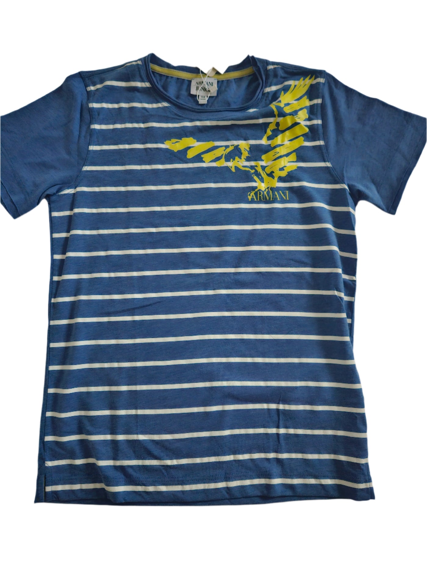 Boys T-Shirt - Armani Junior kidswear - Blue with stripes Tricot