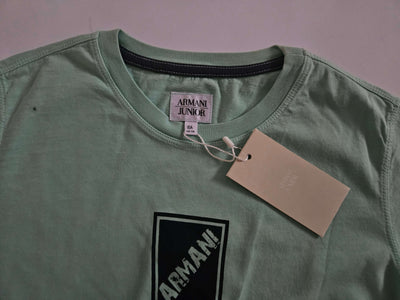 Boys T-Shirt - Armani Junior kidswear - Mint Green Tricot