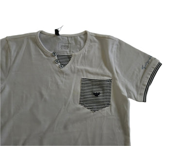 Boys T-Shirt - Armani Junior kidswear - White Tricot with sailor stripe pattern