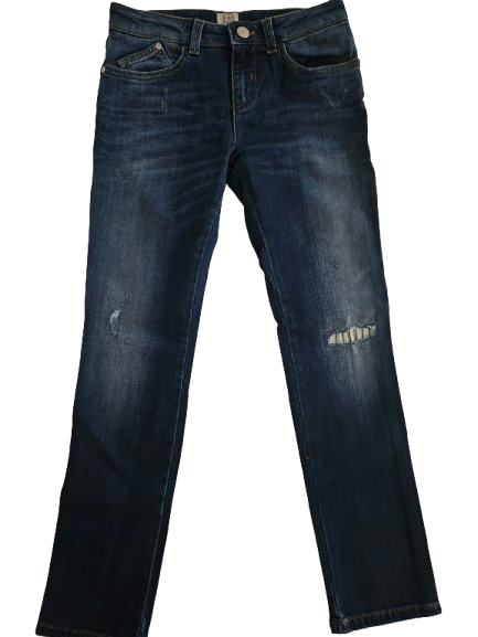 Boys Pants - Armani Junior kidswear - Dark Blue Rubbed Jeans