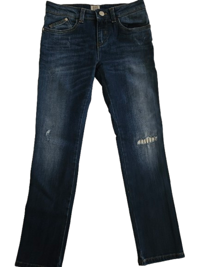Boys Pants - Armani Junior kidswear - Dark Blue Rubbed Jeans