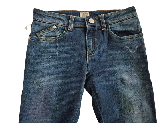 Boys Pants - Armani Junior kidswear - Dark Blue Rubbed Jeans