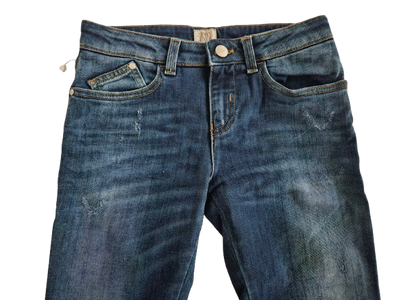 Boys Pants - Armani Junior kidswear - Dark Blue Rubbed Jeans