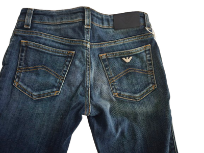 Boys Pants - Armani Junior kidswear - Dark Blue Rubbed Jeans
