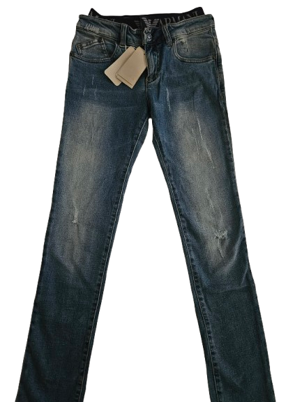 Boys Pants - Armani Junior kidswear -  Blue Rubbed Jeans