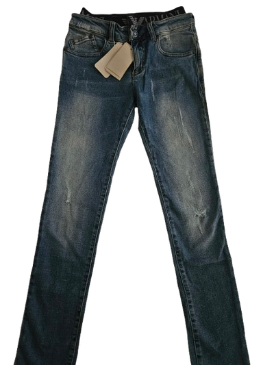 Boys Pants - Armani Junior kidswear -  Blue Rubbed Jeans