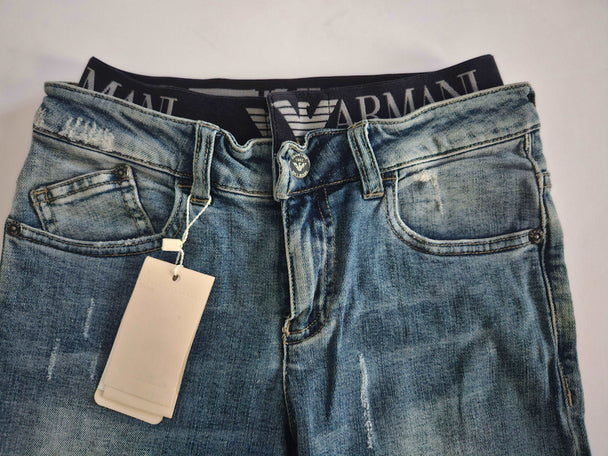 Pants - Armani -  Blue Rubbed Jeans