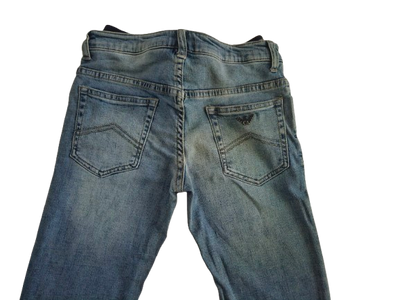 Boys Pants - Armani Junior kidswear -  Blue Rubbed Jeans