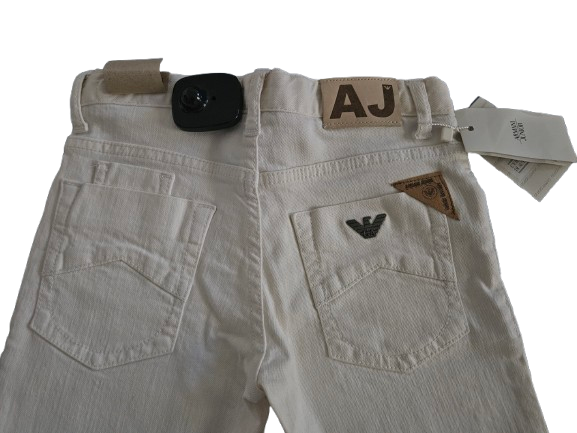 Boys Pants - Armani Junior kidswear - White Jeans