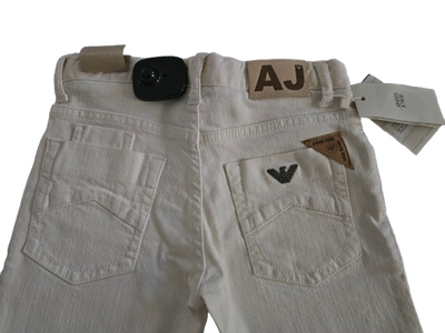 Boys Pants - Armani Junior kidswear - White Jeans