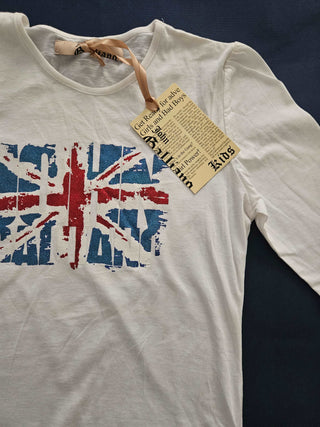 Shirts - John Galliano - White Tricot T-shirt with British flag