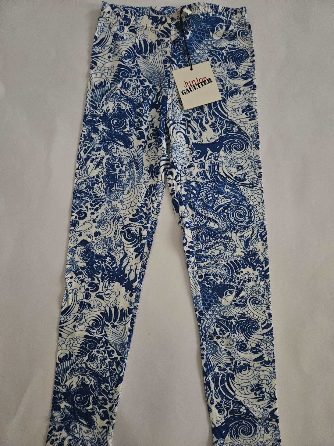 Pants - Jean Paul Gaultier - Blue & White Cotton Legging Pants