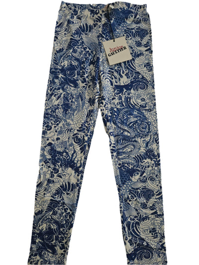 Pants - Jean Paul Gaultier - Blue & White Cotton Legging Pants