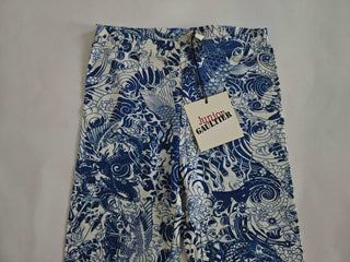 Pants - Jean Paul Gaultier - Blue & White Cotton Legging Pants