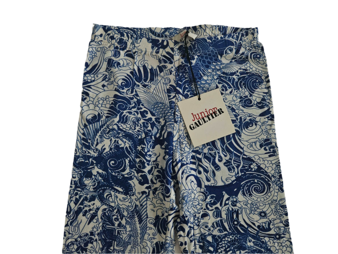 Pants - Jean Paul Gaultier - Blue & White Cotton Legging Pants