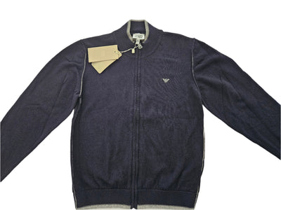 Boys Sweater - Armani Junior kidswear - Navy Zipped up Sweater
