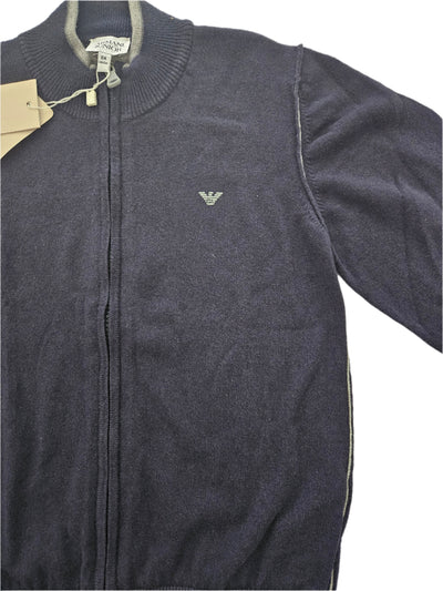 Boys Sweater - Armani Junior kidswear - Navy Zipped up Sweater