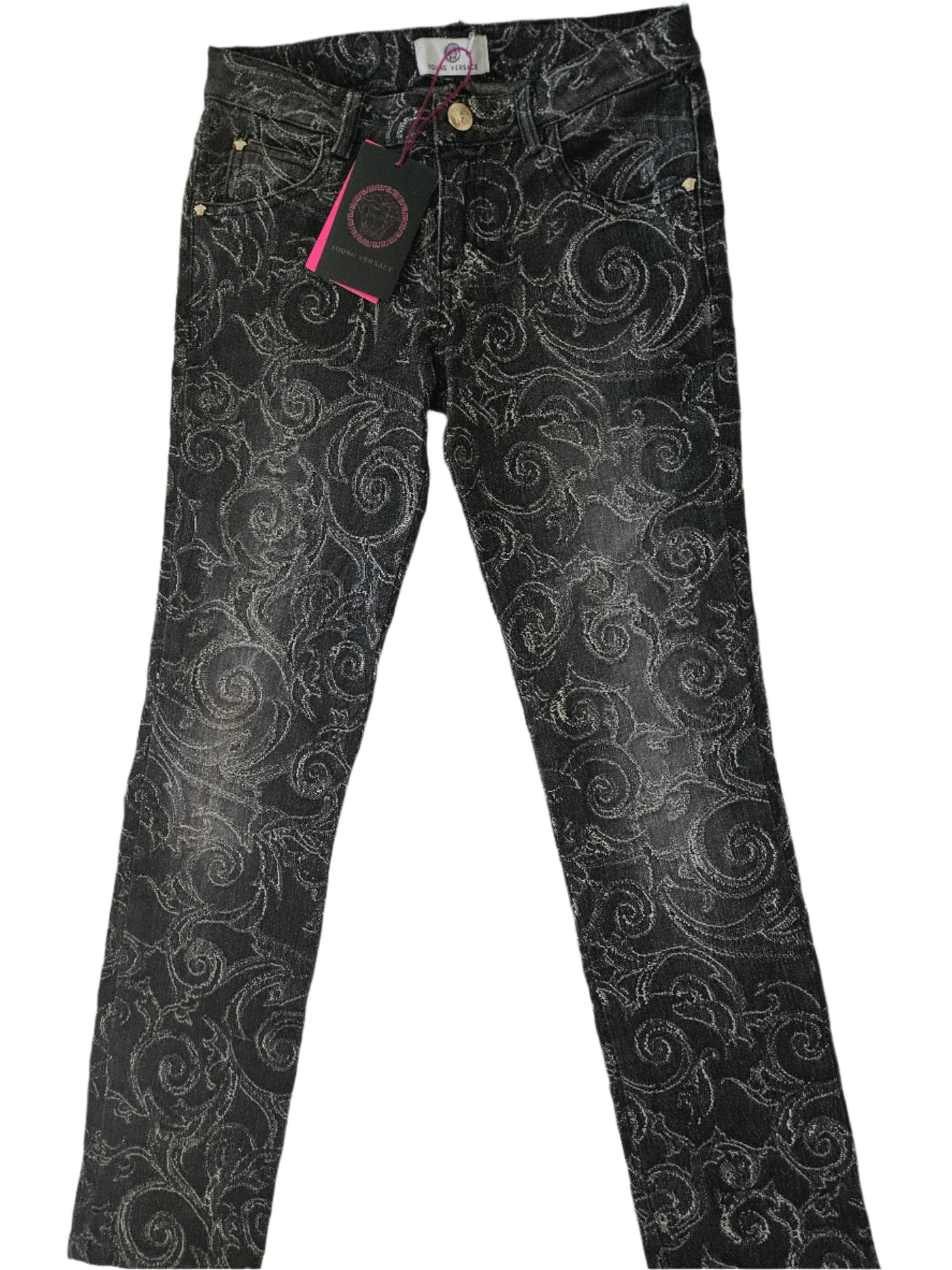 Girls Pants - Versace Kids - Black Grey Jeans