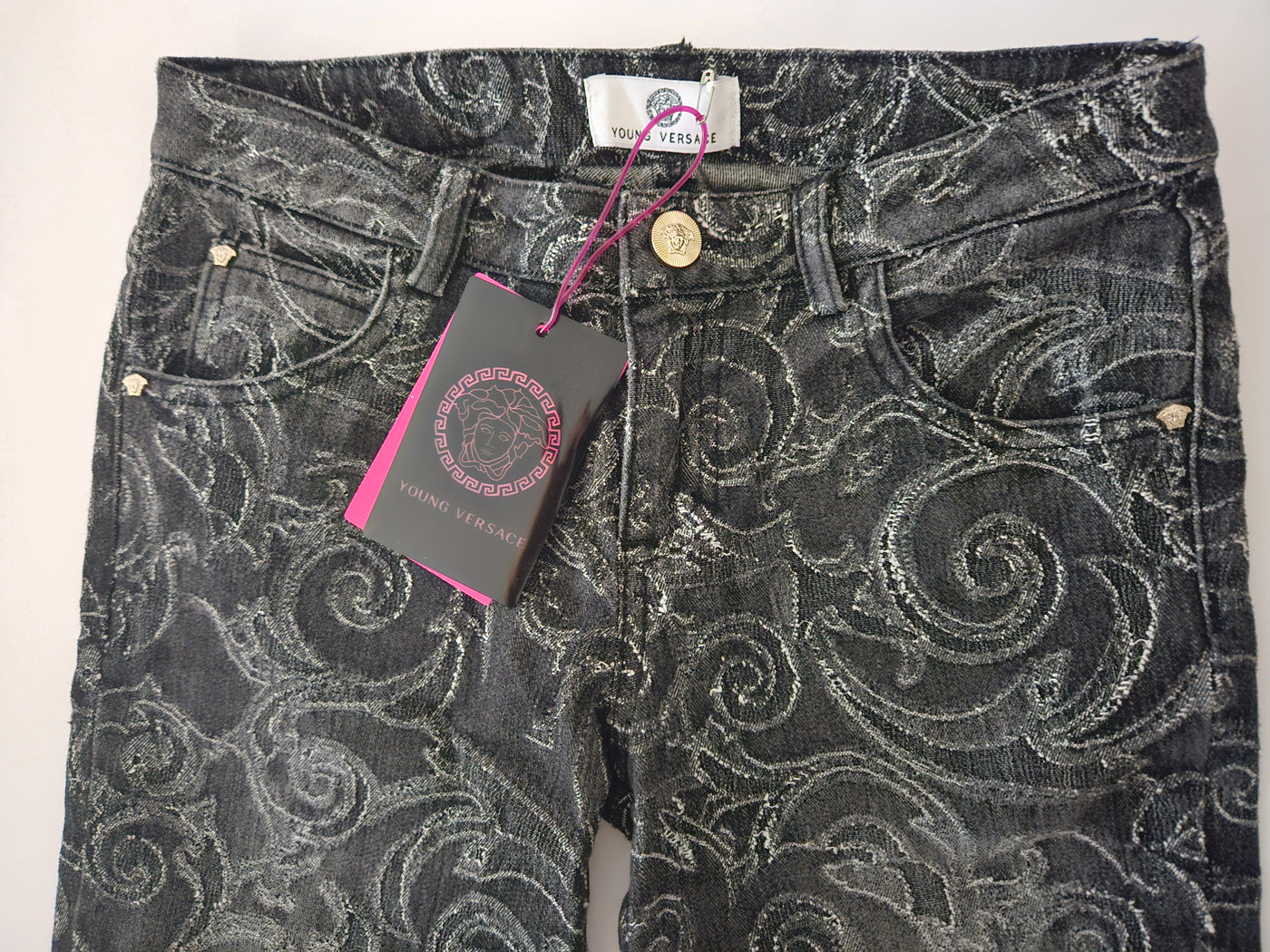 Girls Pants - Versace Kids - Black Grey Jeans