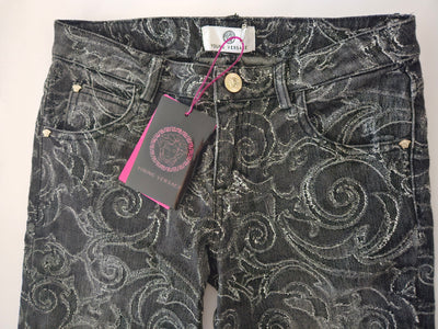 Girls Pants - Versace Kids - Black Grey Jeans