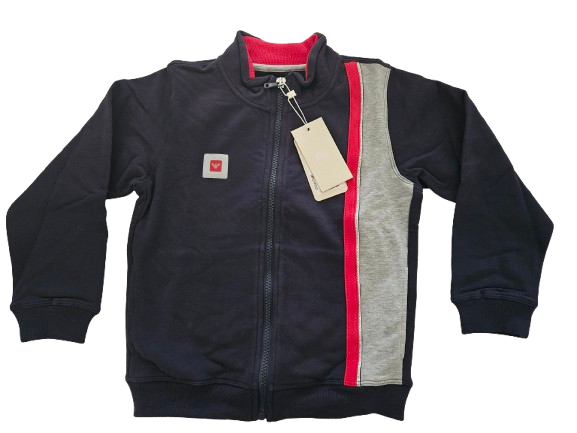 Boys Sweatshirt - Armani Junior kidswear - Navy Zipped up Sweatshirt
