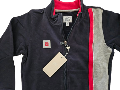 Boys Sweatshirt - Armani Junior kidswear - Navy Zipped up Sweatshirt