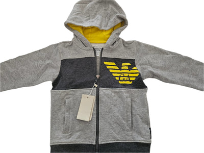 Boys Training BodySuit -  Armani Junior kidswear  - Gray Zipped Up Hoodie & Pants
