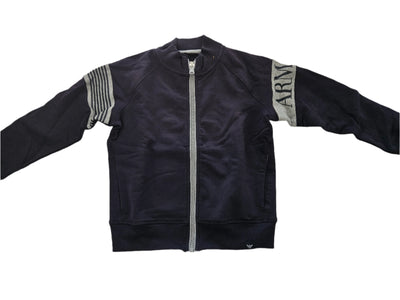 Boys Sweater - Armani Junior kidswear - Black Zipped up Sweater