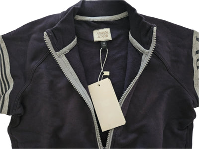 Boys Sweater - Armani Junior kidswear - Black Zipped up Sweater