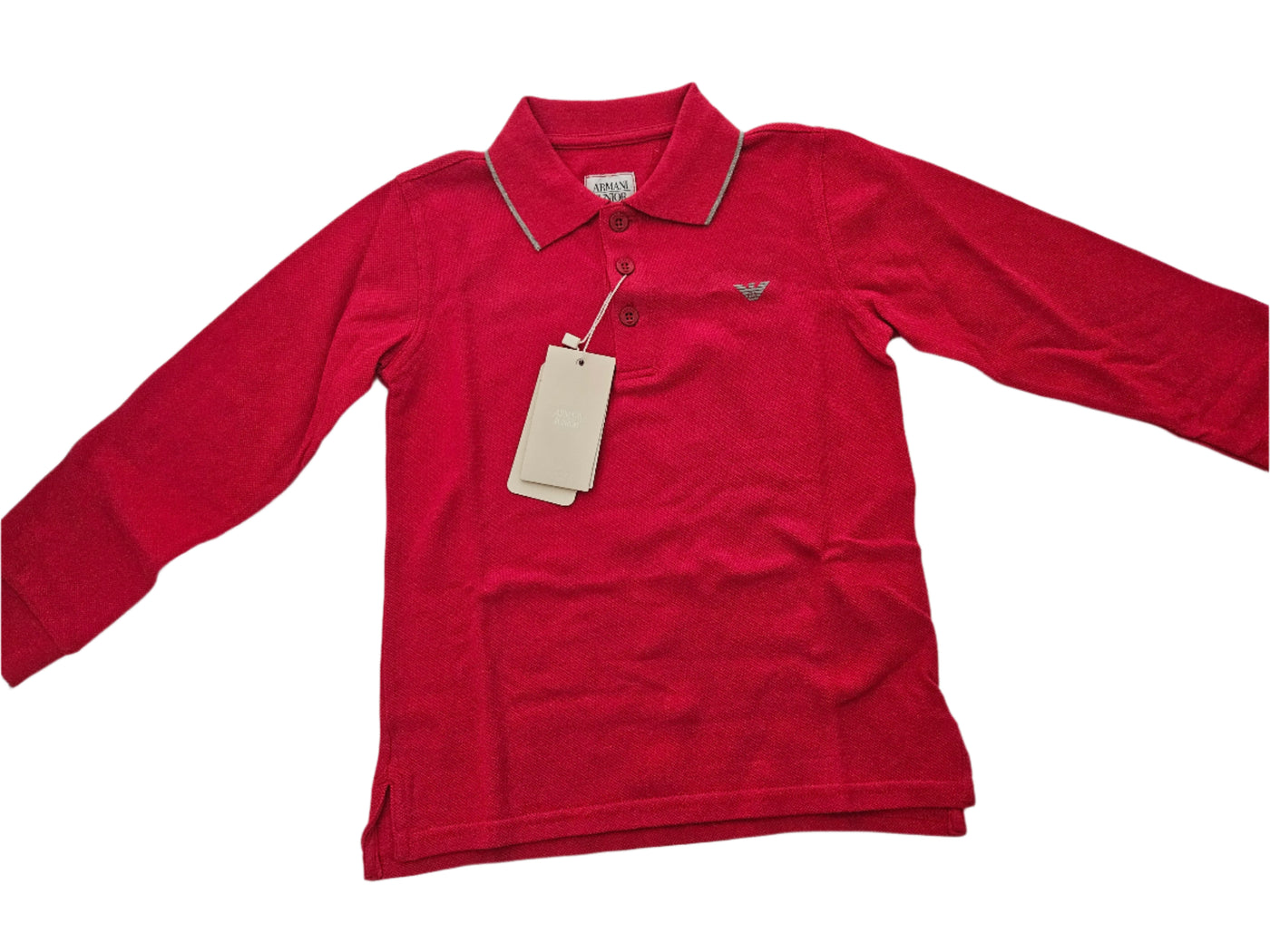 Boys Polo long sleeved Shirt -  Armani Junior kidswear - Red