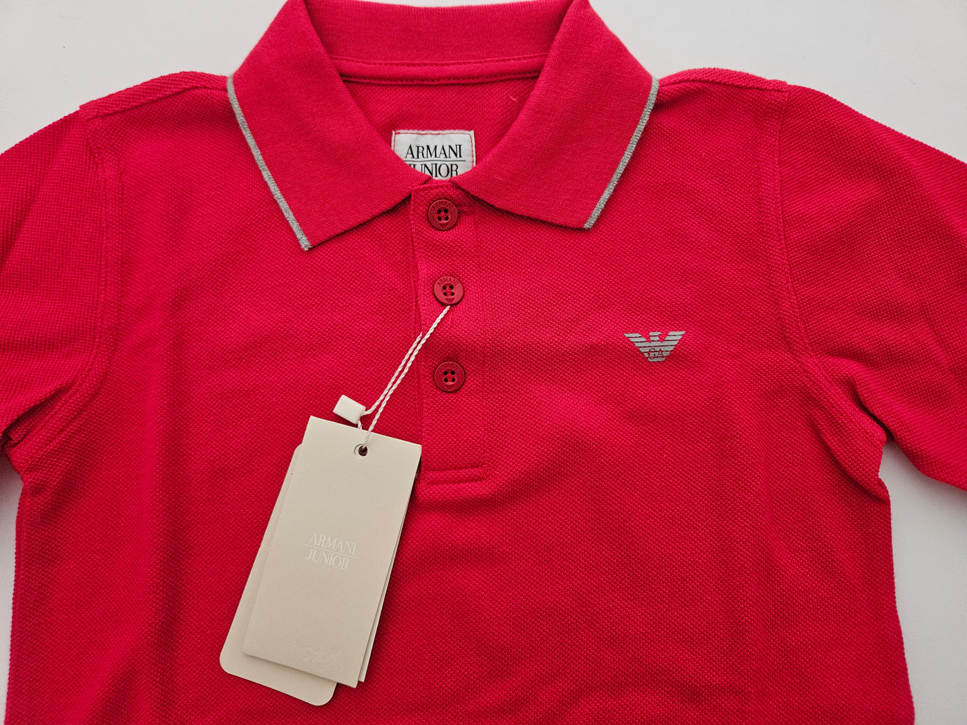 Boys Polo long sleeved Shirt -  Armani Junior kidswear - Red