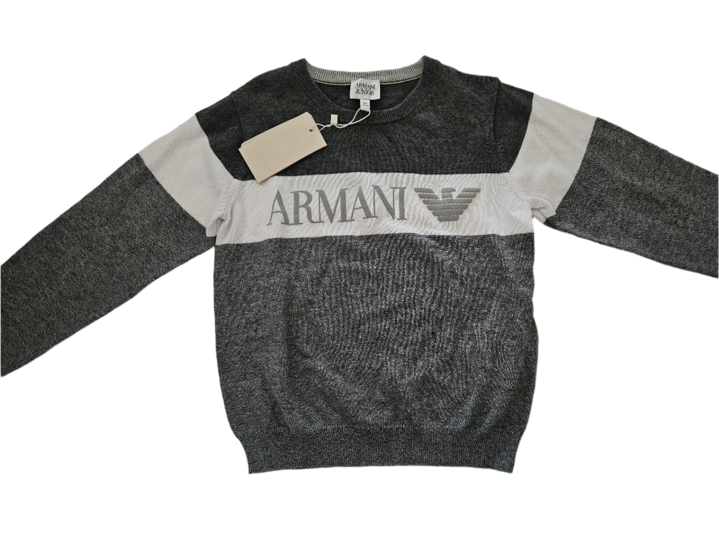 Boys Sweater - Armani Junior kidswear - Gray Jumper