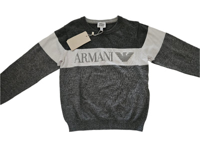 Boys Sweater - Armani Junior kidswear - Gray Jumper