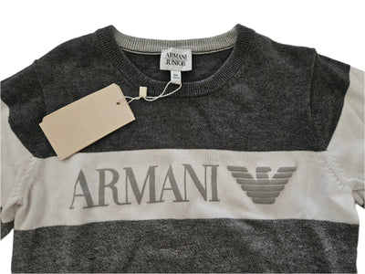 Boys Sweater - Armani Junior kidswear - Gray Jumper