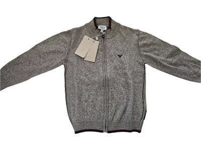 Boys Sweater - Armani Junior kidswear - Gray Zipped up Sweater