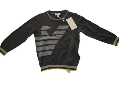 Boys Sweater - Armani Junior kidswear - Gray Jumper