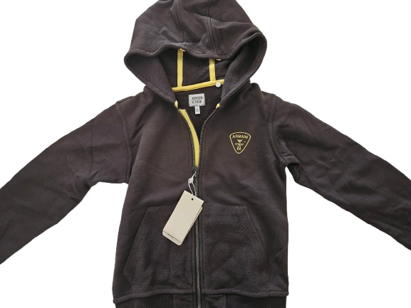Boys Sweatshirt - Armani Junior kidswear - Brown Zipped up Hoodie